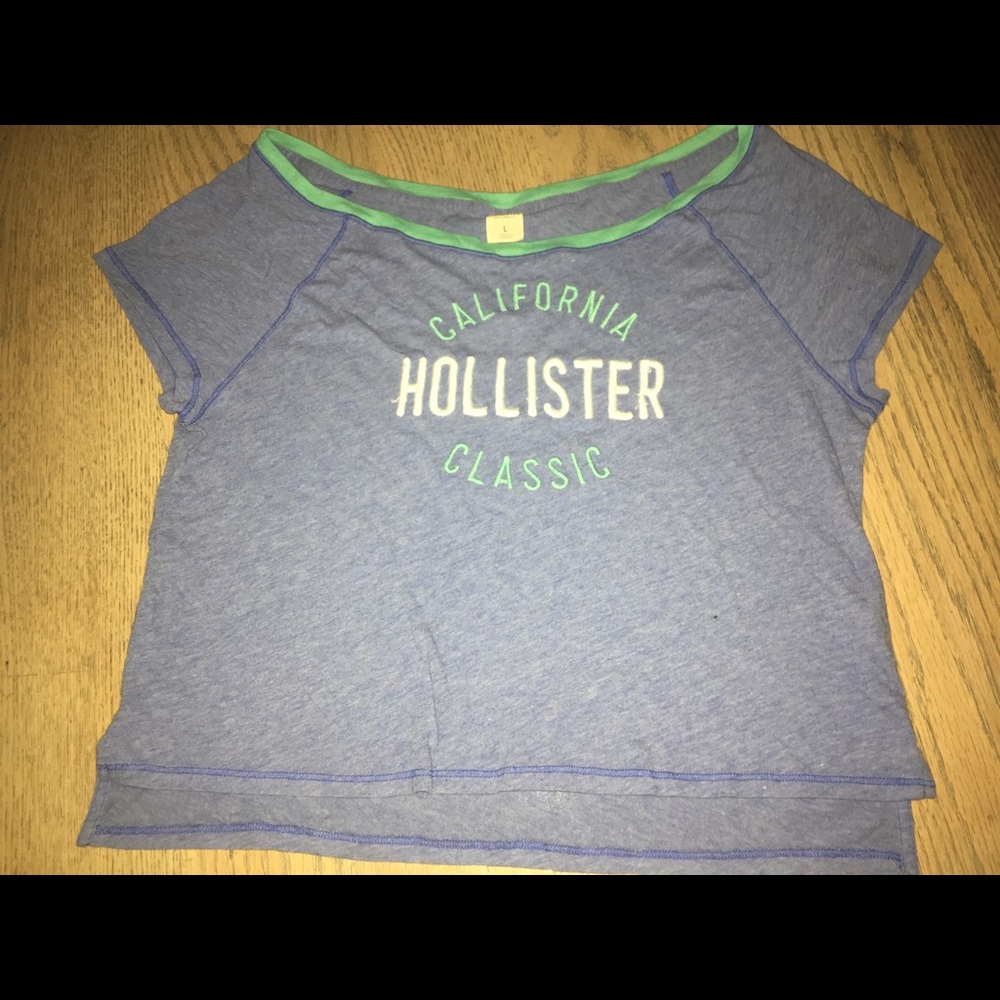 SZ L HOLLISTER LIGHT BLUE & AQUA TRIMMED CROP TOP
